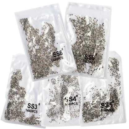 SS3-ss8 1440pcs Clear Crystal AB gold 3D Non HotFix FlatBack Nail Art Rhinestones Decorations Shoes And Dancing Decoration [SHO]