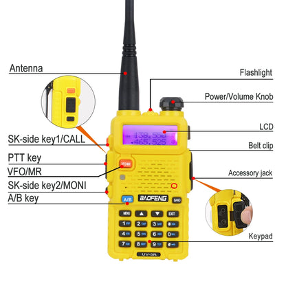 Baofeng UV-5R Dual Band Walkie Talkie VHF 136-174MHz UHF 400-520MHz 128Ch 5W FM Portable Two Way Radio with Headset [TEL]