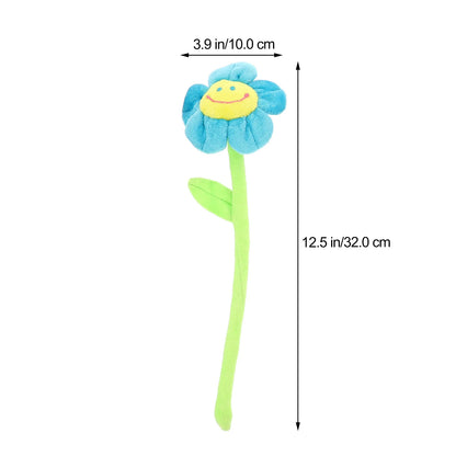 10 Pcs Cartoon Plush Sun Flower with Bendable Stems Smile Face Stuffed Toy Women Baffle Plush Child Artificial Flowerbed [FLW]