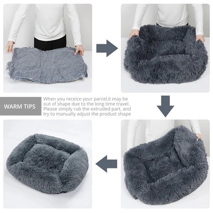 Rectangle Plush Dog Bed Winter Warm Mat Small Medium Big Pet Cat Dog Bed Kennel Puppy Sofacama Cat Cushion Pets Sofa Accessories [PET]