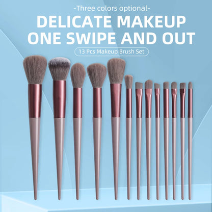 13pcs Makeup Brushes Cosmetic Full Set 3 Colors Soft Hair Female Make Up Tools Foundation Brush Eyeshadow Complete Kit [CSM]