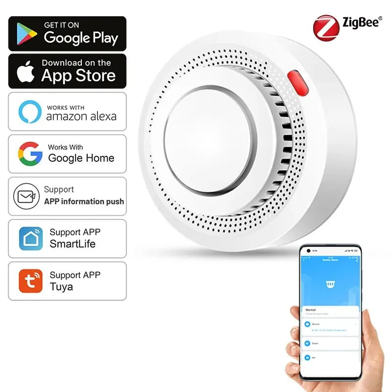 Tuya ZigBee Smart Smoke Detector Security Protection Smoke Alarm Fire Protection For Home Security System Via Smart Life App [SEC]