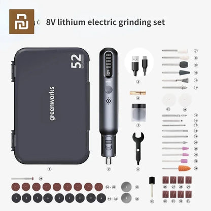 Xiaomi Greenworks USB Charging Mini Grinder Cordless 80W 52pcs Grinder Rotary Tools Mini Drill Electric Carving Pen Grinder [TOL]