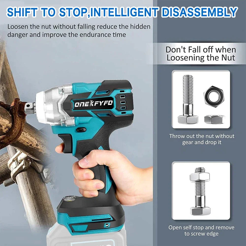 2 IN 1 Brushless Cordless Electric Impact Wrench 1/2 inch Screwdriver Socket Power Tools Compatible for Makita 18V（no battery） [PTO]