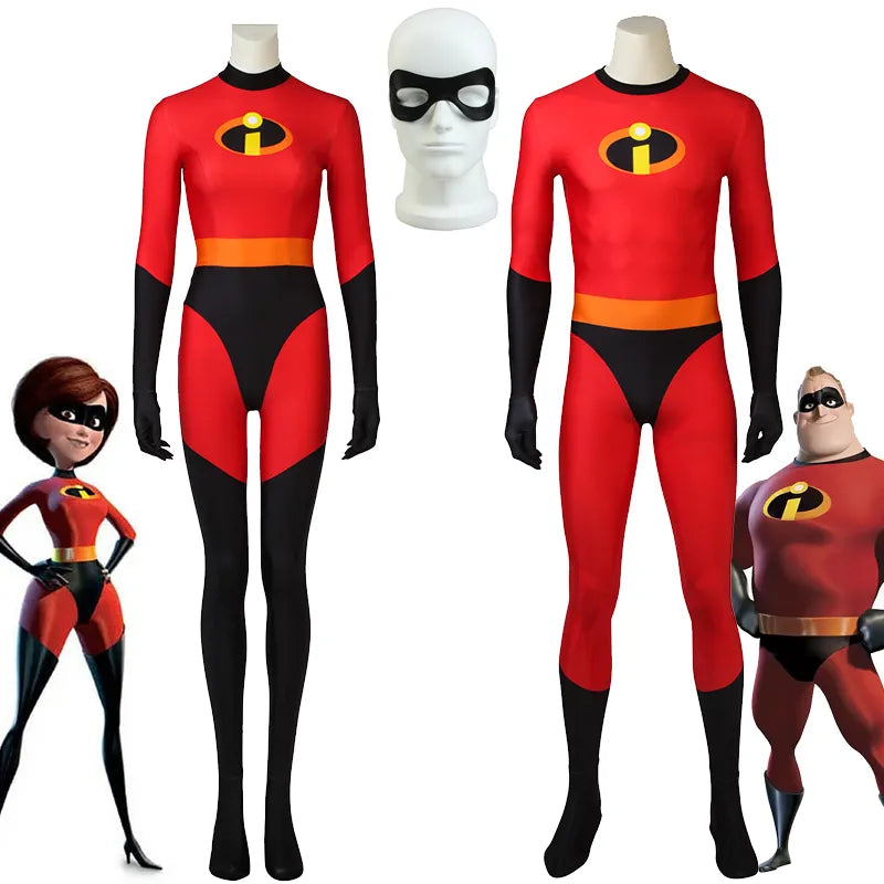 The Incredibles Costume Women Kids Incredibles Adult Child Red Jumpsuit Bodysuit Mask Suit Halloween Party Costumes for Women [COS]