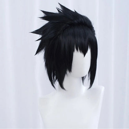 Sasuke Uchiha Cosplay Men Short Black Wig Cosplay Anime Cosplay Wig Heat Resistant Synthetic Hair Wigs + Wig Cap [COS]