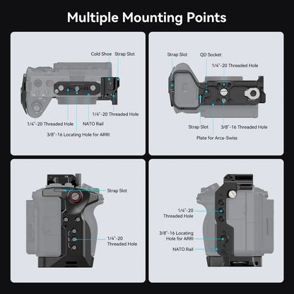 SmallRig Cage for Sony FX30 / FX3 Camera Cage Rig Kit With Cable Clamp Cold Shoe NATO Rail Accessories for Mic Light 4138 [PHO]