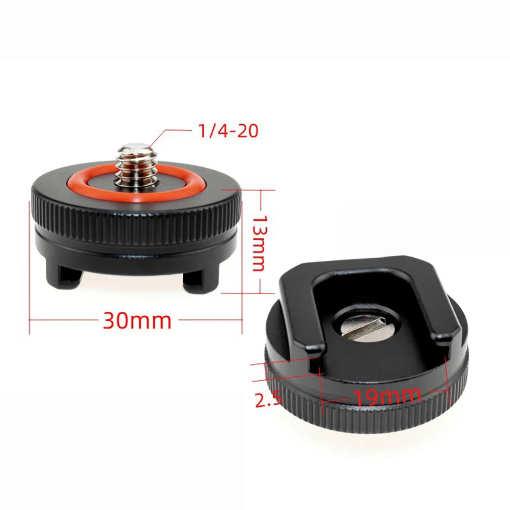 Hot Cold Shoe Mount Adapter with 1/4" Mounting Screw for DSLR Camera Cage Rig Video Flash Light Mic Quick Release Plate [PHO]