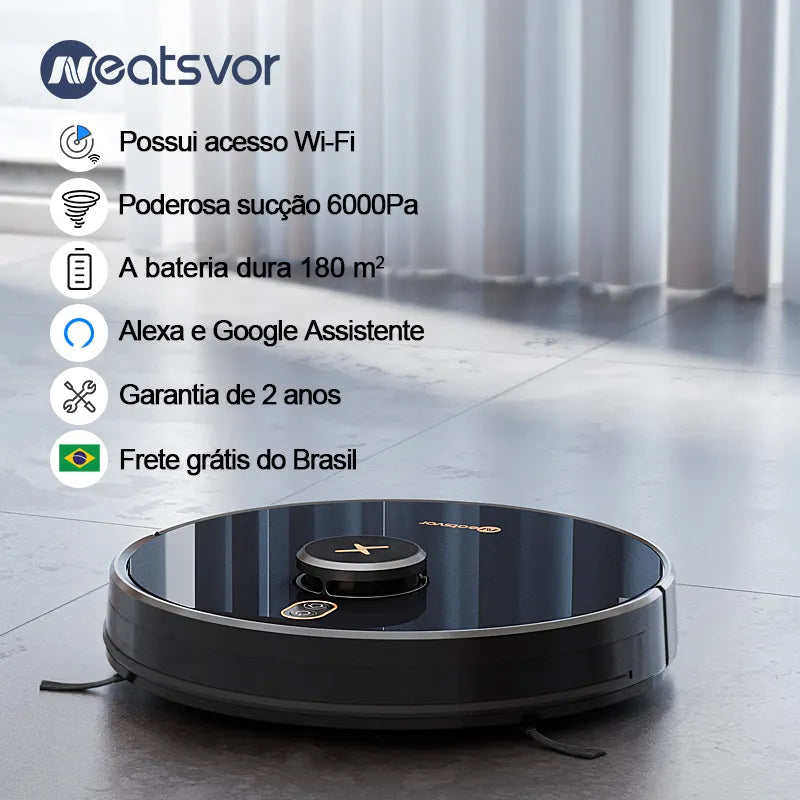 NEATSVOR X600pro 6000pa LDS Navigation Robot Vacuum Cleaner APP Virtual Wall,Breakpoint Cleaning,Draw Cleaning Area,Mopping Wash [HAP]