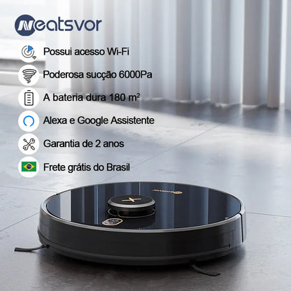 NEATSVOR X600pro 6000pa LDS Navigation Robot Vacuum Cleaner APP Virtual Wall,Breakpoint Cleaning,Draw Cleaning Area,Mopping Wash [HAP]