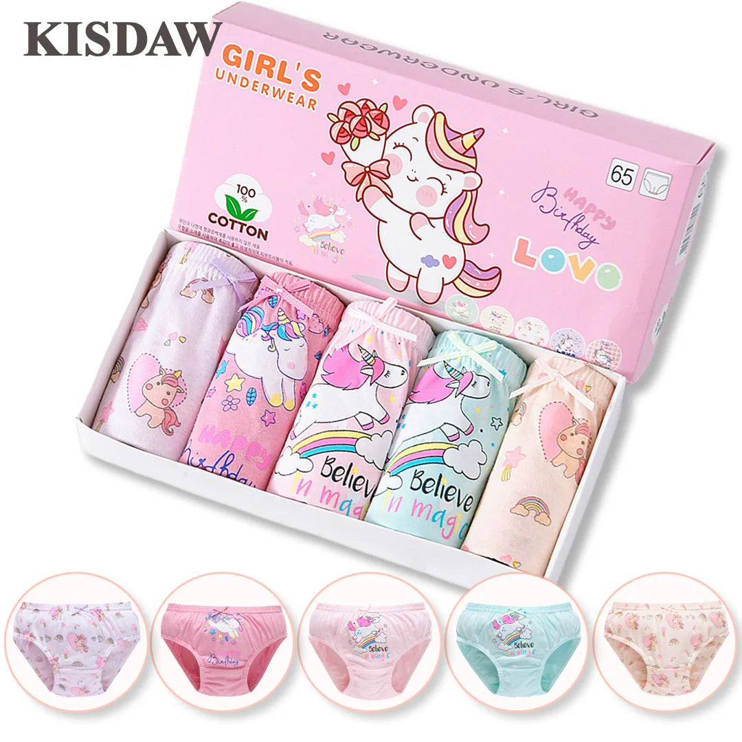 5 Packs/Box Children Underwear Girls Panties Cotton Comfortable Toddlers Kids Triangle Underpants Breathable Briefs For Girls [UND]