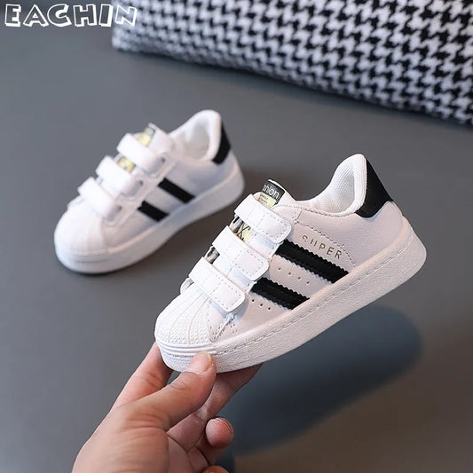 Children's Sneakers Kids Fashion Design White Non-slip Casual Shoes Boys Girls Hook Breathable Sneakers Toddler Outdoor Shoes [SHO]