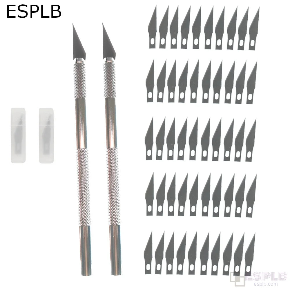 Engraving Non-Slip Metal Scalpel Knife Kit + 50/20/10/5pcs #11 Blades Cutter Craft Knives for Mobile Phone PCB Repair Hand Tools [HTO]