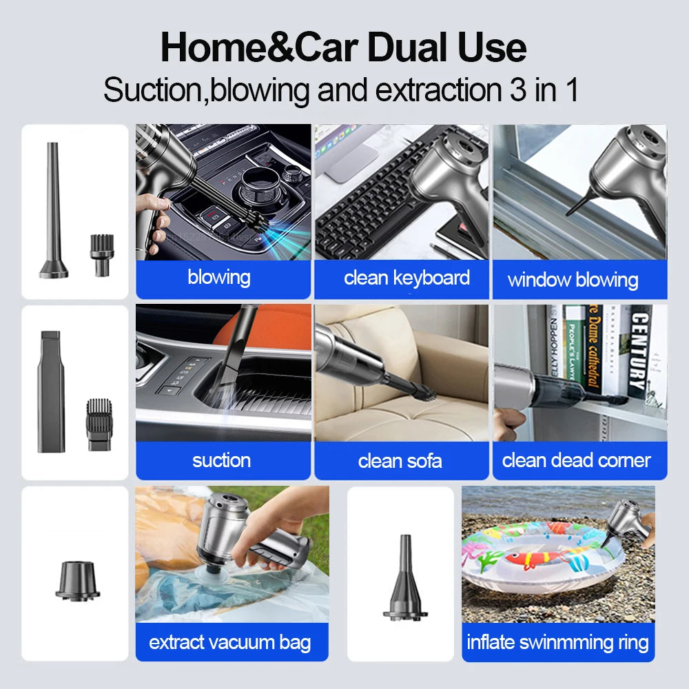 Car Vacuum Cleaner 95000PA Wireless Portable Vacuum Cleaner For Car Home Strong Suction Handheld 2 in 1 Vacuum Cleaner Blower [VAC]