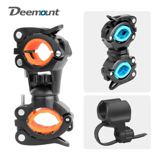 Deemount Bicycle Light Bracket Bike Lamp Holder LED Torch Headlight Pump Stand Quick Release Mount 360 Degree Rotatable  [SPT]