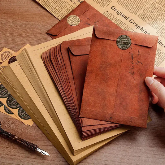 5/10pcs Vintage Kraft Paper Envelopes for Letter Paper Wedding Party Invitation Card Bag Wages Letter Pads Cover Office Supplies [OFF]