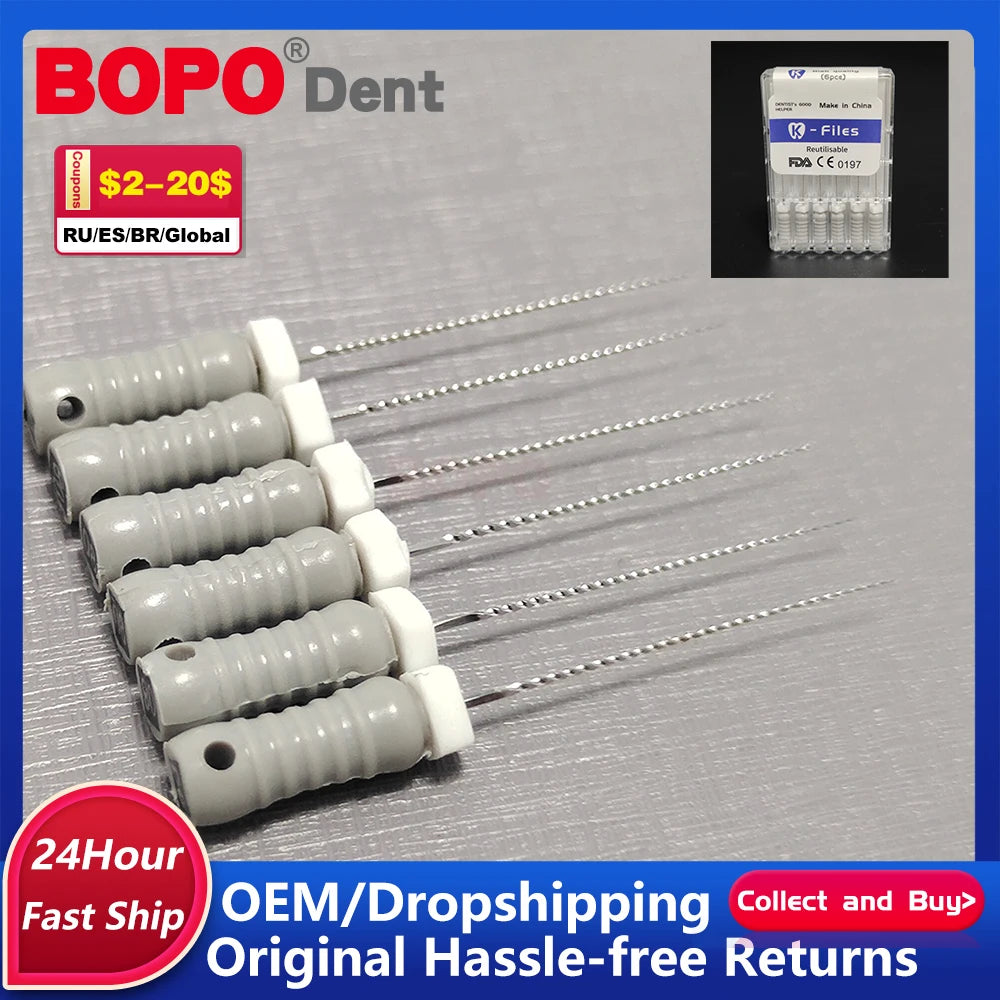 6Pcs/Pack Dental Hand Use K-Files 10# File 25mmStainless Steel Endodontic Root Canal File Lab Instruments Endomotor Laboratorio [DEN]