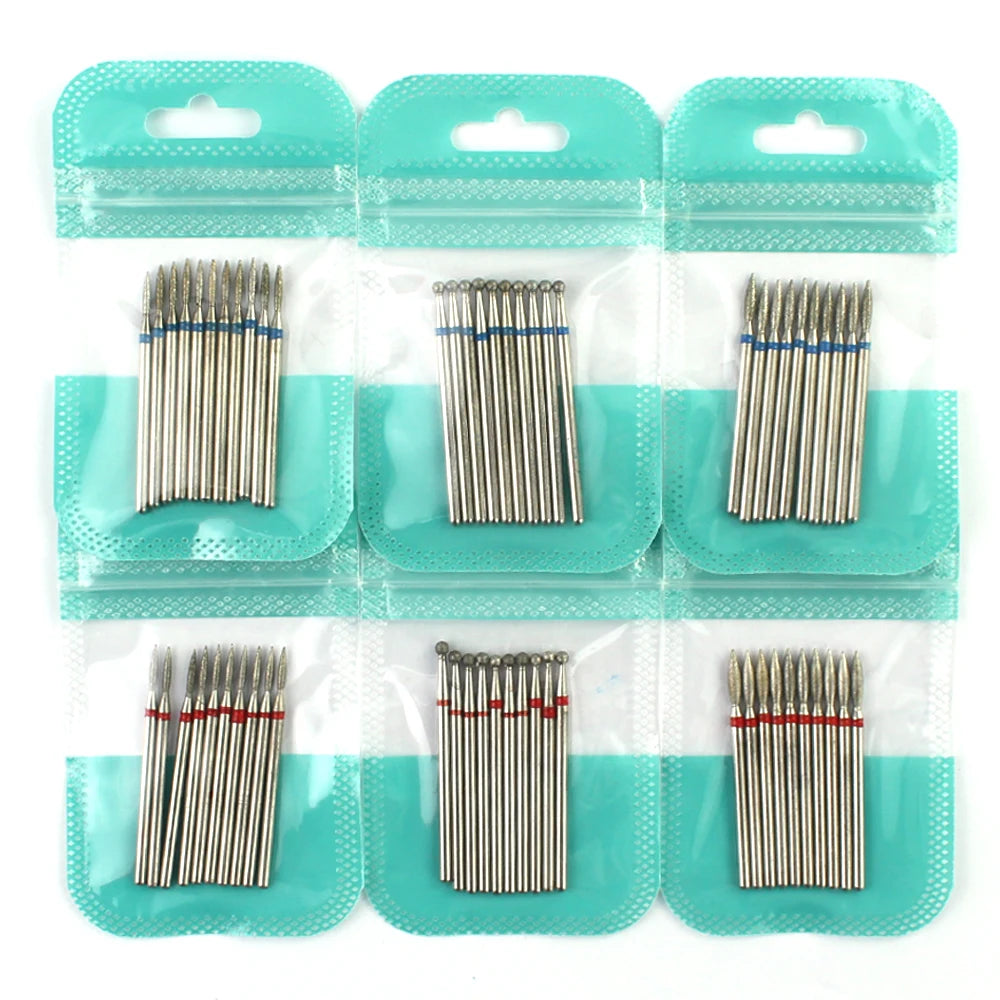 10pcs Diamond Milling Cutter Nail Drill Bits Set For Manicure Accessory Pedicure Eletric Machine Nail Bit Brush Burr Tools [TPT]