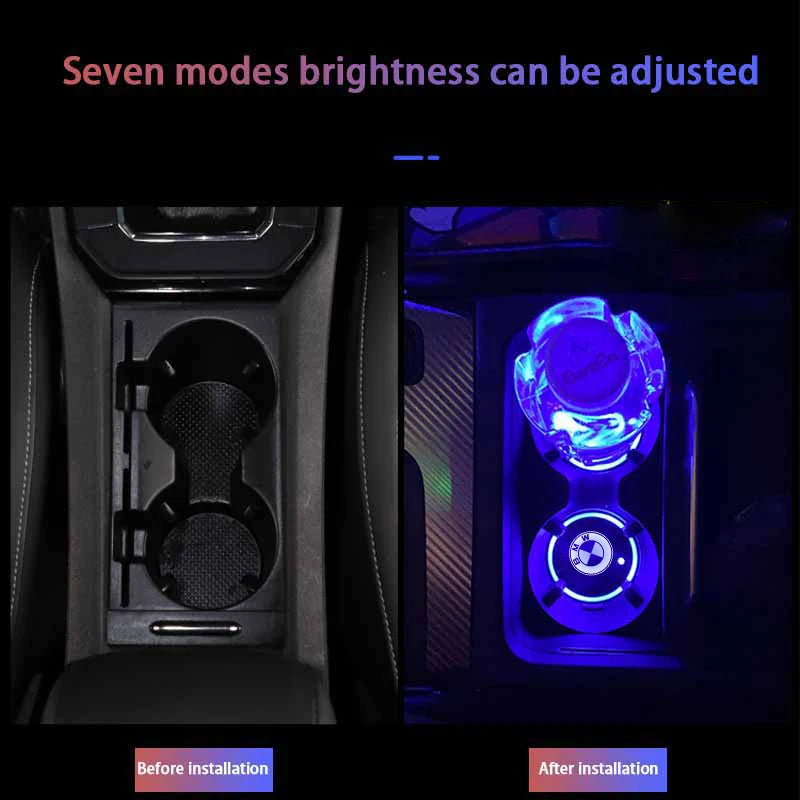 LED Luminous Car Water Cup Holder Coaster Lamps For BMW M E46 E90 E60 F30 E39 F10 F20 E87 E36 F20 E92 1 2 3 5 Series X1 X3 X5 X7 [BDK]