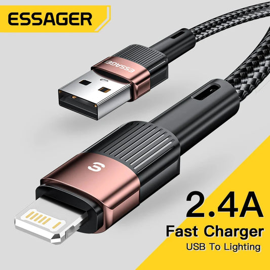 Essager USB Cable For iPhone 14 13 12 11 Pro Xs Max X Xr 8 7 6 Fast Charging Data Line Charger For iPad Mobile Phone Wire Cord [MOB]