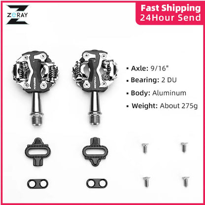 ZERAY MTB Mountain Bike Self-locking Pedals Cycling Clipless Pedals Aluminum Alloy SPD CR-MO Pedals Mtb Pedals Bike Pedals [SPT]