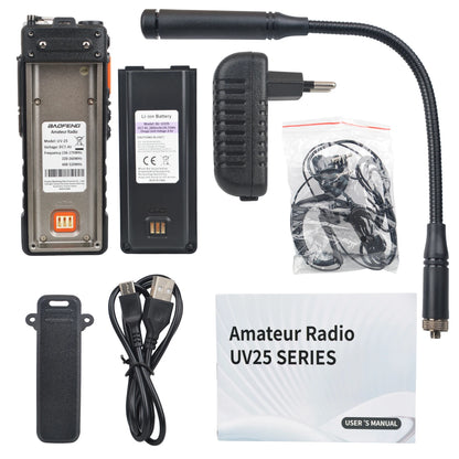 Baofeng 10KM Walkie Talkie UV-25 10W 999Ch Multi-band Amateur FM Radio Freq Copy NoAA Weather Forecast 2800mAh USB-C Battery [TEL]