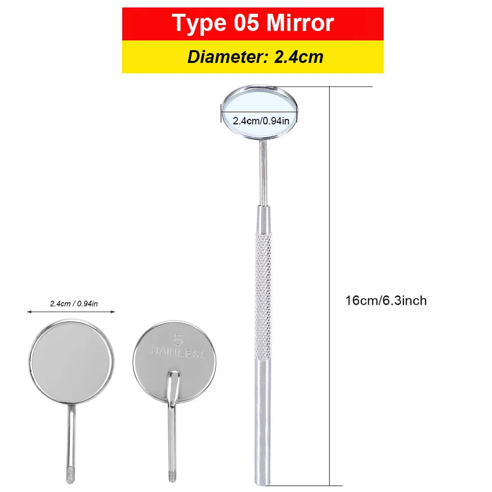 1/5Pcs Stainless Steel Dental Mirror 16cm Oral Hygiene Care Tool Dentist Clinic Teeth Whitening Clean Inspection Mouth Mirror [DEN]