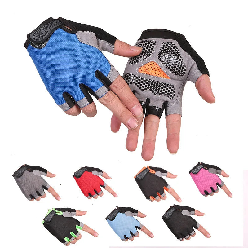 Men Cycling Bicycle Gloves Half Finger Gym Gloves Women Mitten Breathable Anti-slip Glove Fitness Sport Training Gloves [CYC]