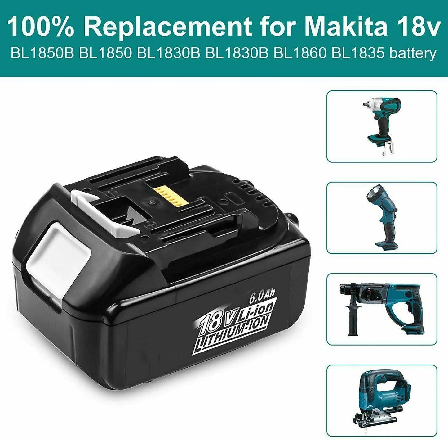 Battery 18v for Makita BL1860 BL1850B BL1850 BL1840 BL1830 screwdriver battery & charger 18v Replacement Power Tool Batteries. [BAT]