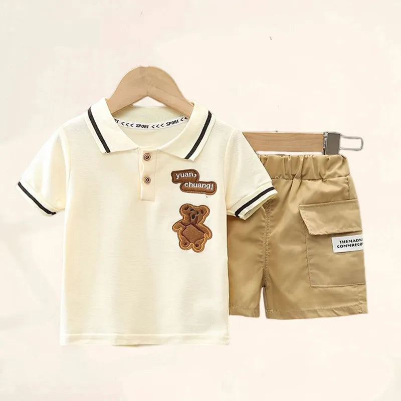 Baby Boy Clothes Set T-shirt+Shorts Kids Boy Summer Clothing Set Cute Cartoon Baby Boy Outfit Set Infant Toddler Tee Shirt Pants [TSH]