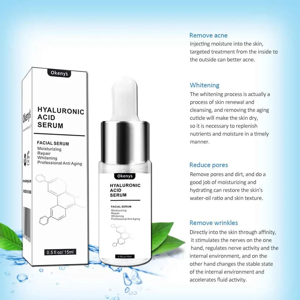 15ml Hyaluronic Acid for Face Serum Moisturizing Whitening Facial Essence Face Cream Repair Anti Aging Lifting Firming Skin Care [SKC]