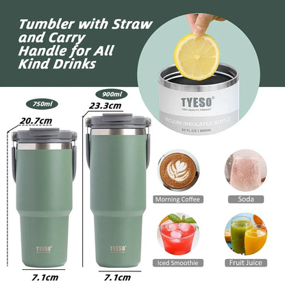 Tyeso Thermos Bottle for Hot Coffee Cup Thermal Mug Tumbler With Straw Stainless Steel Insulated Vacuum Flasks Travle Drinkware [MUG]