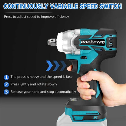 2 IN 1 Brushless Cordless Electric Impact Wrench 1/2 inch Screwdriver Socket Power Tools Compatible for Makita 18V（no battery） [PTO]