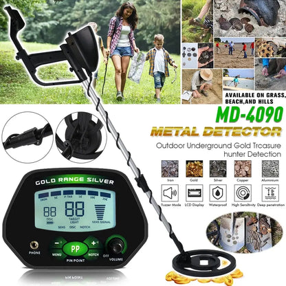 MD-4090 Professional Metal Detector Underground Gold Detector High Accuracy Metal Finder Waterproof Search Coil Seeker Treasure [MTL]