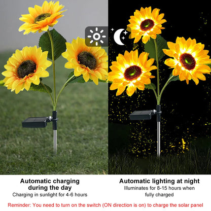 1/3/5 Head LED Solar Simulation Sunflower Lights Garden Yard Lawn Night Lights Landscape Lamp Home Decorative Flower Lights [SLG]