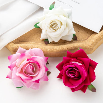 100PC 6CM Artificial Flowers for Scrapbook Christmas Home Decor Wedding Garden Rose Arch Fake Silk Flannel Wholesale Candy Box [FLW]