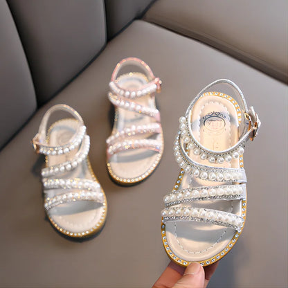 Girl Sandals Summer Fashion Kids Baby Girls Bling Rhinestone Princess Single Sandals For Little Big Girl's Shoes [SHO]