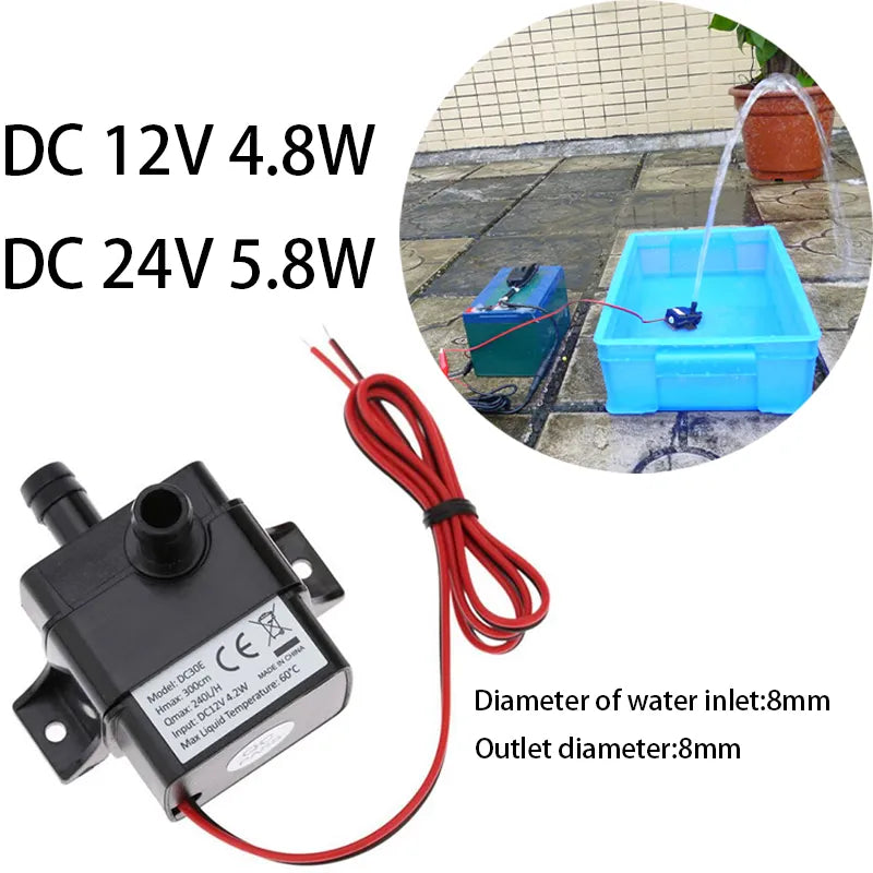 4.8W 5.8W 240L/H Silent Fish Tank Pump DC 12V 24V Solar Brushless Motor Pool Circulating Submersible Pump Water Pump [PUM]