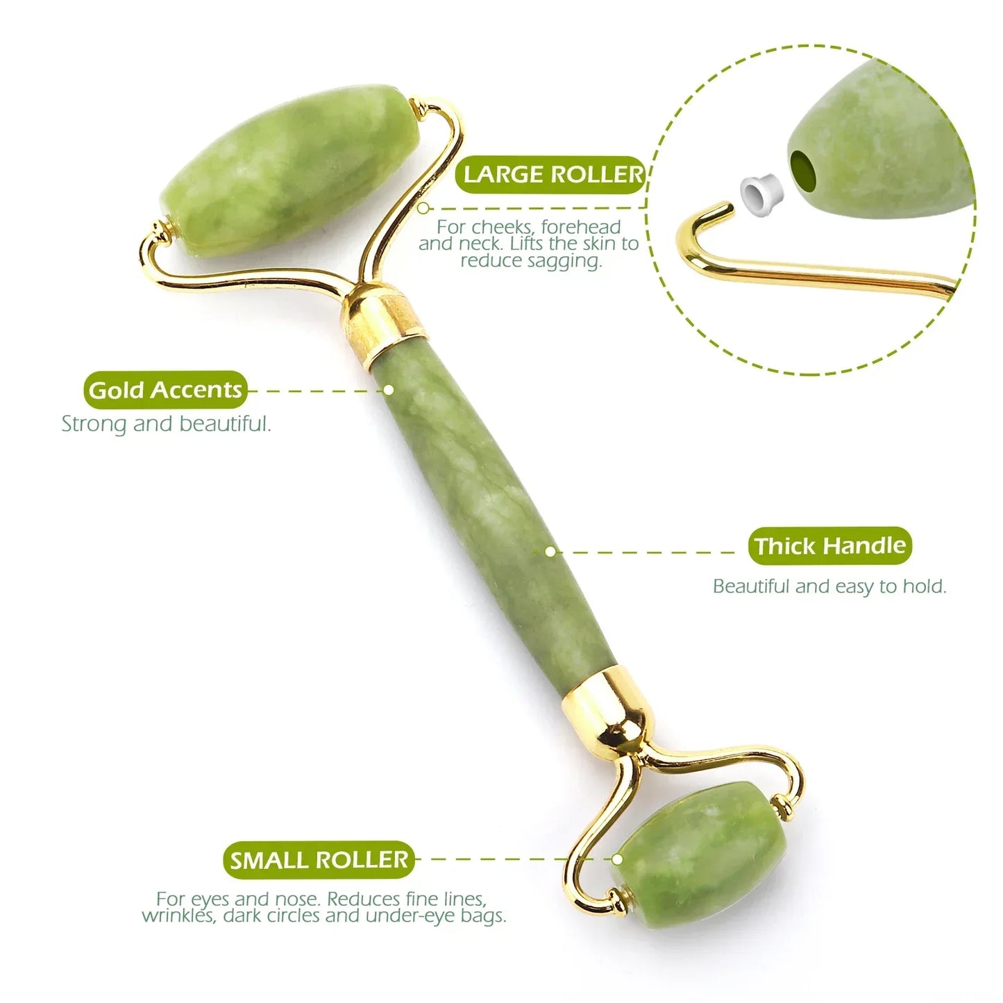 Natural Facial Massager Face Roller Gua Sha Scraper Double Heads Jade Stone Roller Skin Care Rose Quartz Massage for Face Body [SKC]