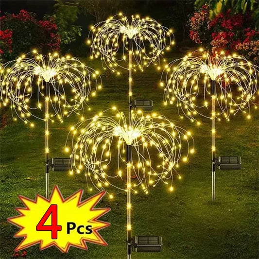 1/2/4Pcs Solar LED Firework Fairy Light Outdoor Garden Decoration Lawn Pathway Light For Patio Yard Party Christmas Wedding [SLG]