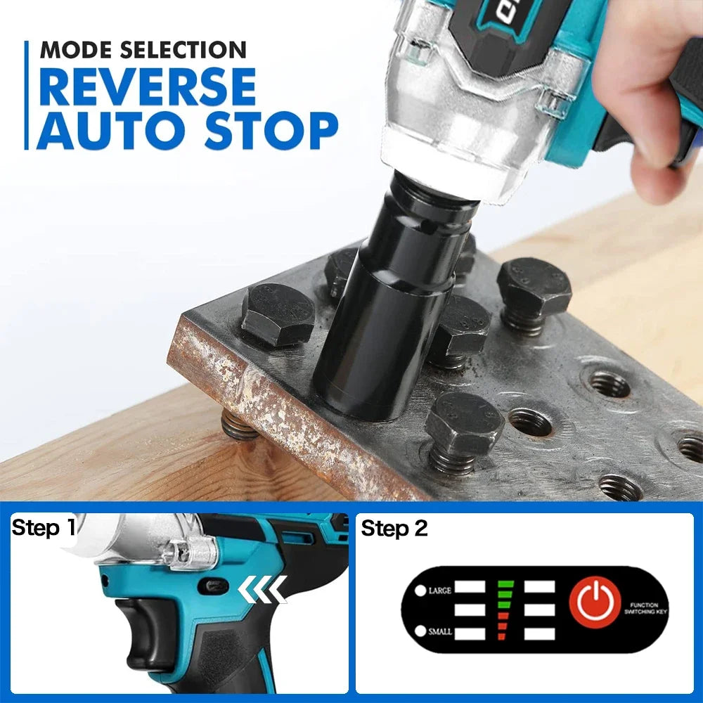 2 IN 1 Brushless Cordless Electric Impact Wrench 1/2 inch Screwdriver Socket Power Tools Compatible for Makita 18V（no battery） [PTO]