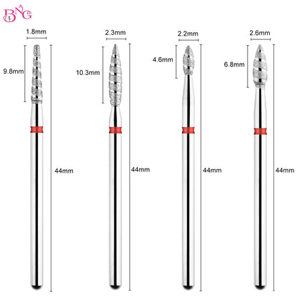 2pcs/lot Nail Drill Bits Flame Diamond Bit for Nail Drill 3/32'' Manicure Milling Cutter Cuticle Rotary Burr Drill Accessories [TPT]