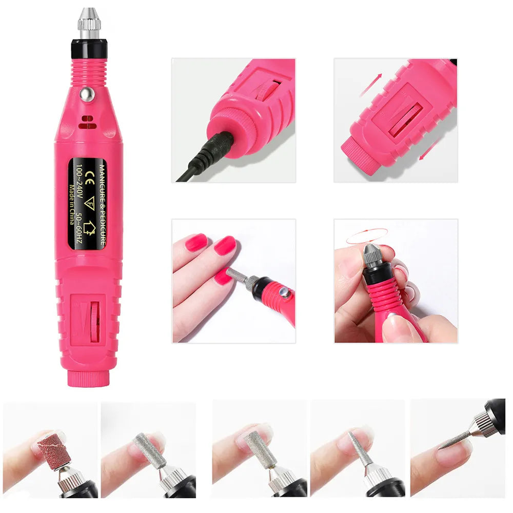 LULAA High Quality Nail Drill Machine Set Electric Nail Sander Gel Polish Remover Tools Driller Manicure Nail Accessories [BEU]