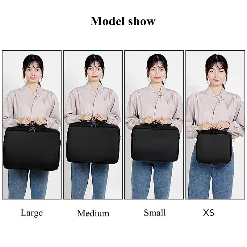 New Oxford Cloth Makeup Bag Large Capacity With Compartments For Women Travel Cosmetic Case [CSM]