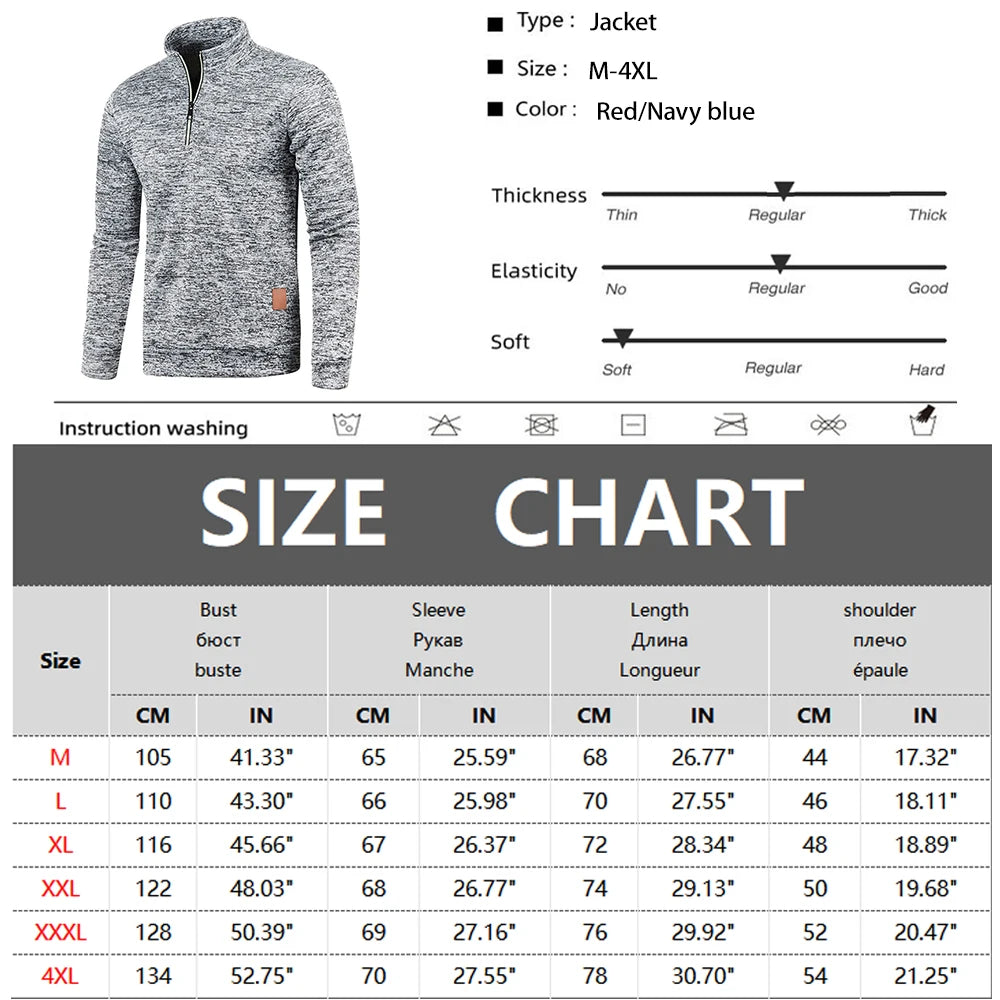 Men's Sweatshirts Spring Thicker Pullover Half Zipper Pullover for Male Hoody Outdoor Sweatshirt Autumn Solid Color Turtle neck  [MEN]