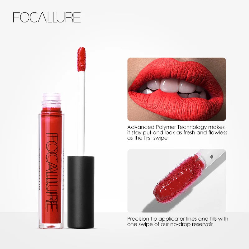 FOCALLURE 35 Colors Matte Liquid Lipstick Waterproof Long-lasting Lightweight Lip Gloss Lips Glaze Lips Tint Makeup Cosmetics [CSM]