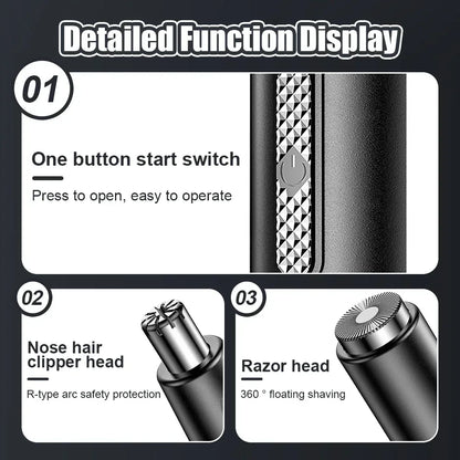 Electric Nose Hair Clipper Rechargeable Multi-kinetic Shaving Two-in-one Unisex Fully Automatic Washable Shaving Nose Trimmer [HAI]