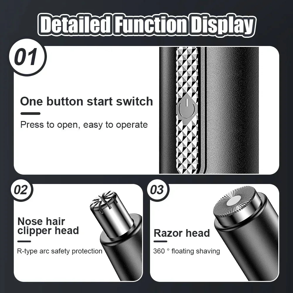 Electric Nose Hair Clipper Rechargeable Multi-kinetic Shaving Two-in-one Unisex Fully Automatic Washable Shaving Nose Trimmer [HAI]