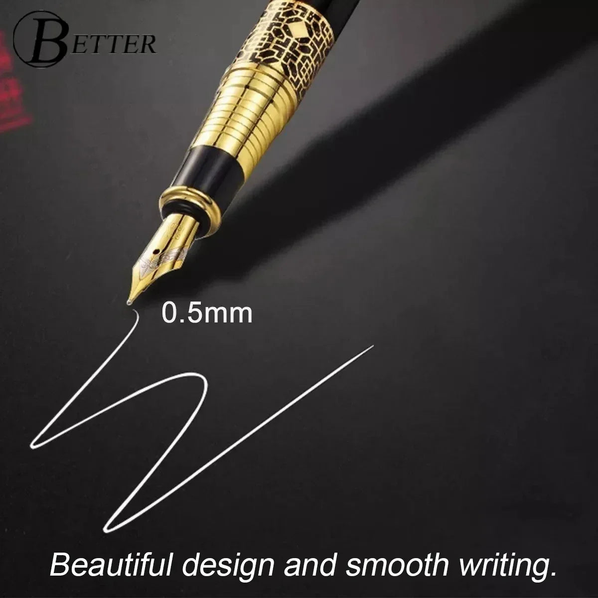 Retro Metal Fountain Pen F Nib With Ink High Quality For Business Writing Gift Office School Supplies for Students Stationery [STA]