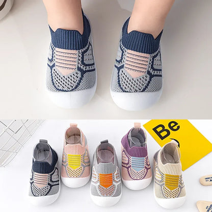 Baby Shoes Anti-slip Breathable Infant Crib Floor Socks with Rubber Sole for Children Girls Boys Mesh Shoes Soft Bottom Slippers [SOX]